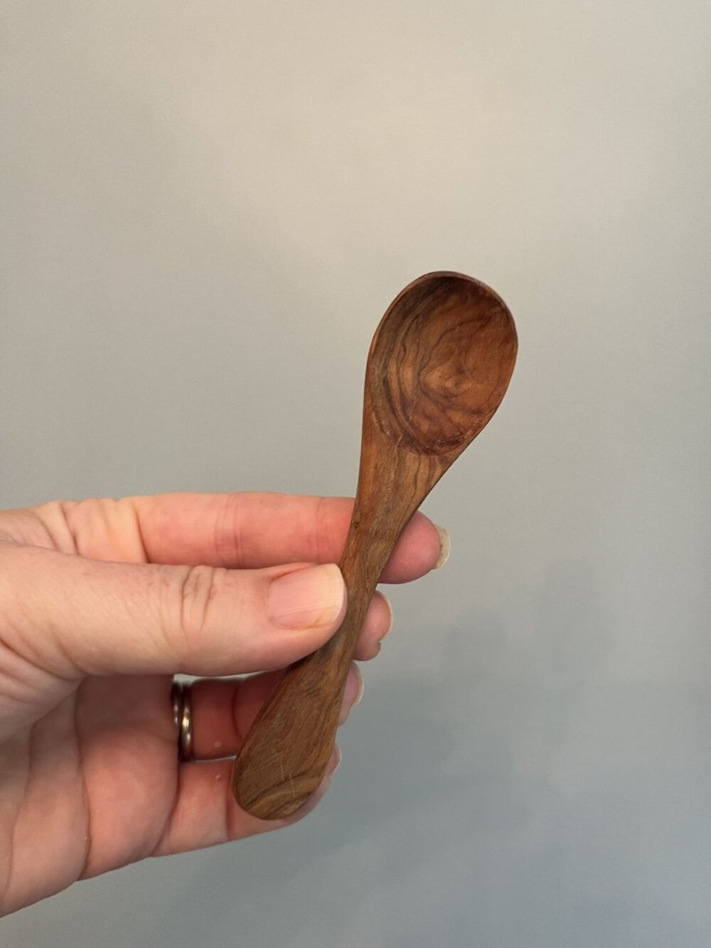 Olive Wood Condiment Spoon 5" Handcrafted With Smooth Finish